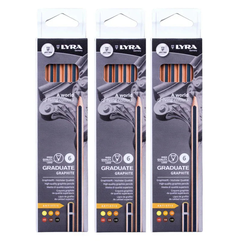Graduate Graphite Pencil, Artist Set, 6 Per Set, 3 Sets