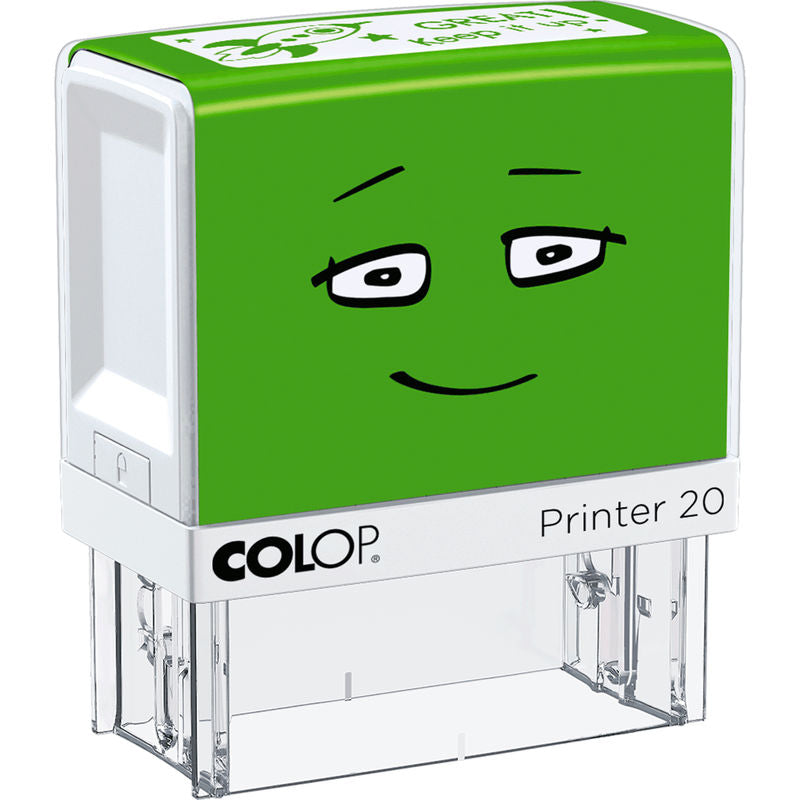 Self-Inking Teacher Feedback Stamp, "Great, Keep It Up", Green
