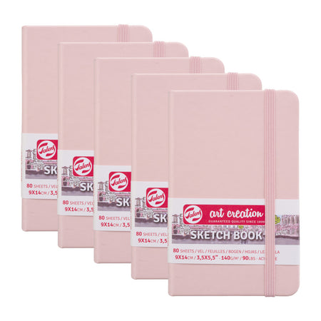 Sketchbook, 80 Sheets, 90lbs, Pastel Pink Cover, 3.5" x 5.5", Pack of 5