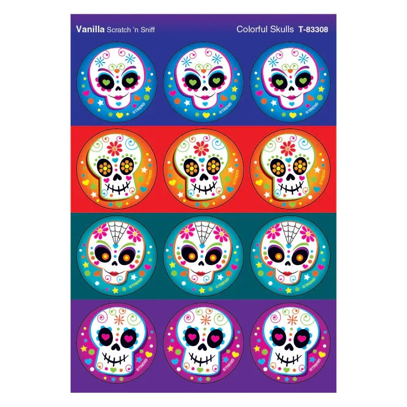 Colorful Skulls/Vanilla Stinky Stickers&reg;, 48 Count