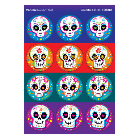 Colorful Skulls/Vanilla Stinky Stickers&reg;, 48 Count