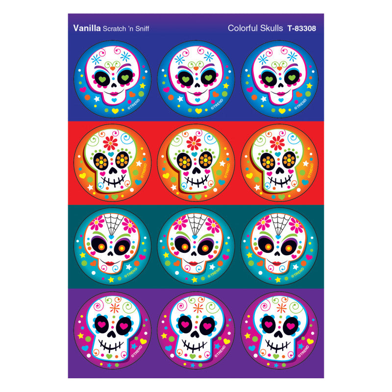 Colorful Skulls/Vanilla Stinky Stickers&reg;, 48 Count