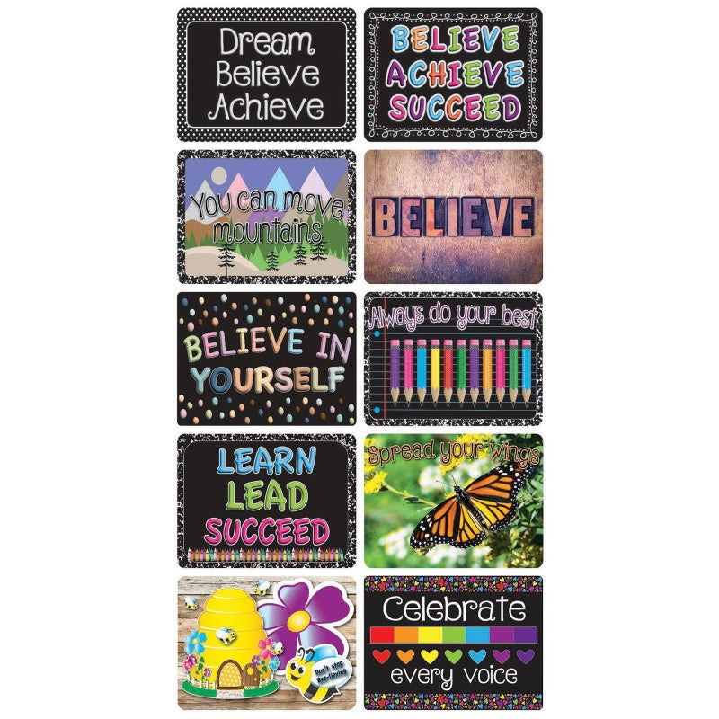 Mini Whiteboard Erasers, 10 Pack, Positivity Theme, 2 x 1.5 x 0.75 in.