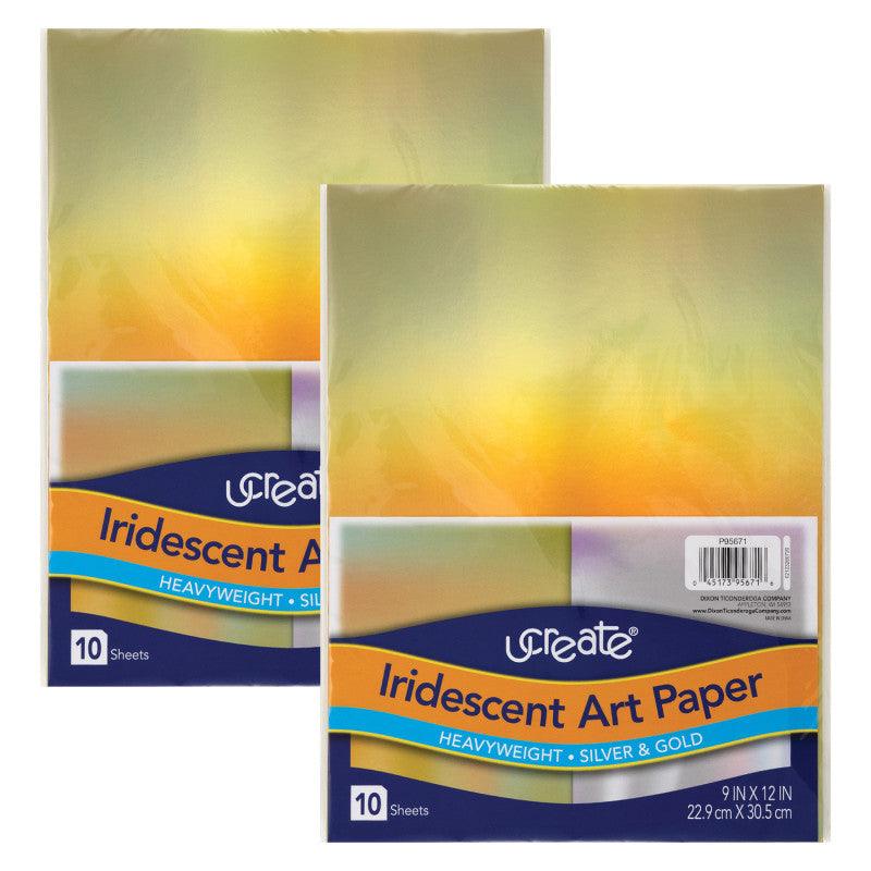 Iridescent Art Paper, Silver and Gold, 12" x 9", 10 Sheets, 2 Pack