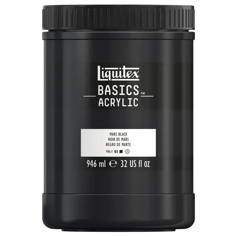 BASICS Acrylic Paint, 946 mL (32 oz) Jar, Mars Black
