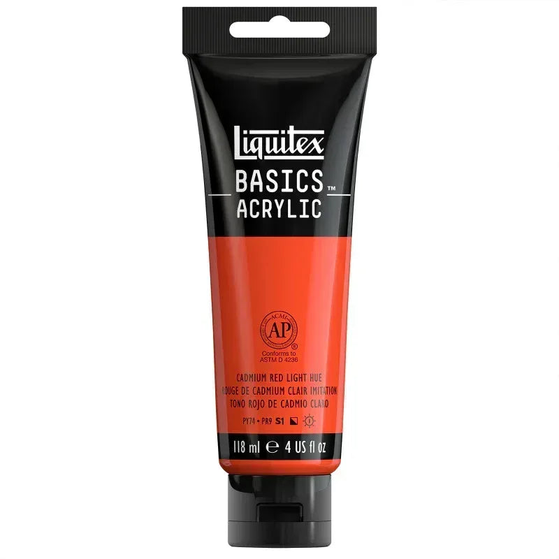 BASICS Acrylic Paint, 118 mL Tube, Cadmium Red Light Hue
