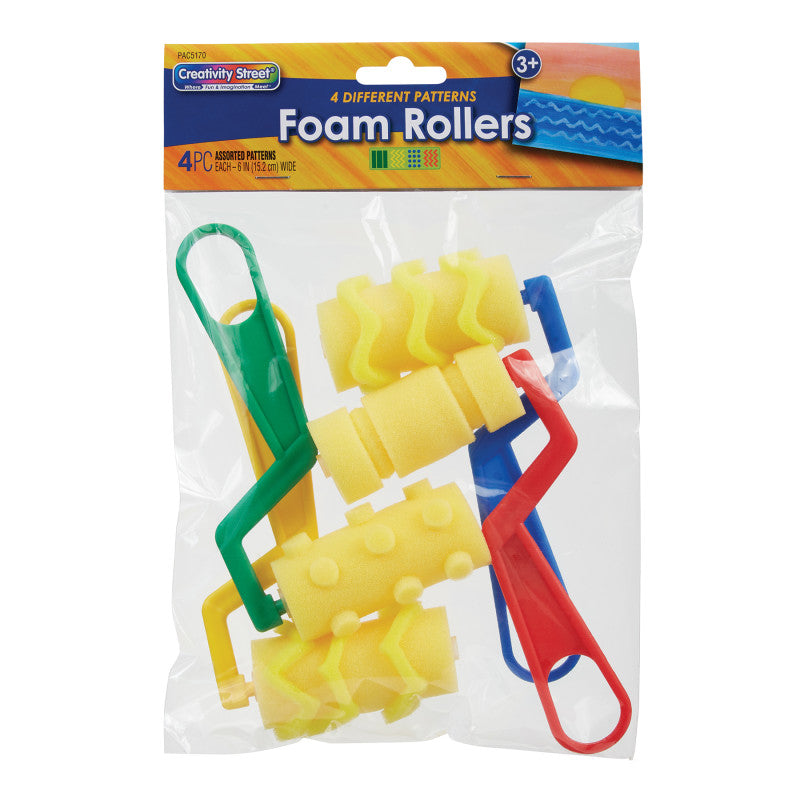 Foam Rollers, 4 Patterns, Pack of 4