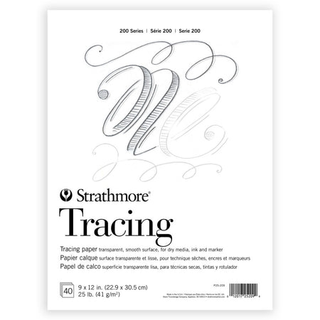 200 Series Tracing Paper Pad, Tape Binding, 40 Sheet, 9x12 inch, 1 Count