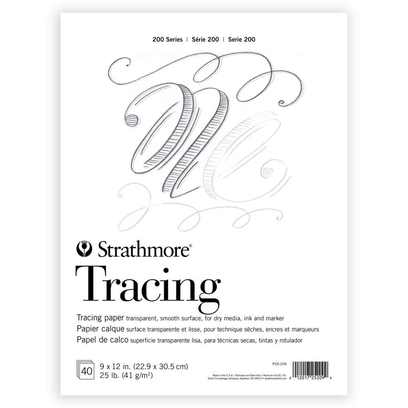 200 Series Tracing Paper Pad, Tape Binding, 40 Sheet, 9x12 inch, 1 Count