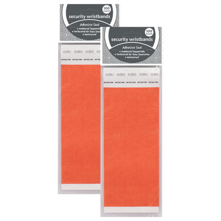DuPont&trade; Tyvek&reg; Security Wristbands, Orange, 100 Per Pack, 2 Packs