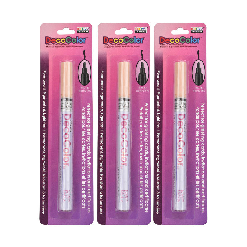 DecoColorÂ® Paint Marker, Fine Tip, 200-S, Pastel Peach #77, Set of 3