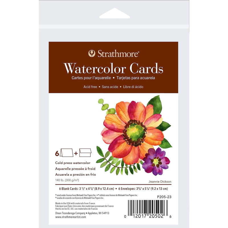 400 Series Watercolor Cards & Envelopes, Anniversary Size, 3.5x4.875 inch, 6 Pack