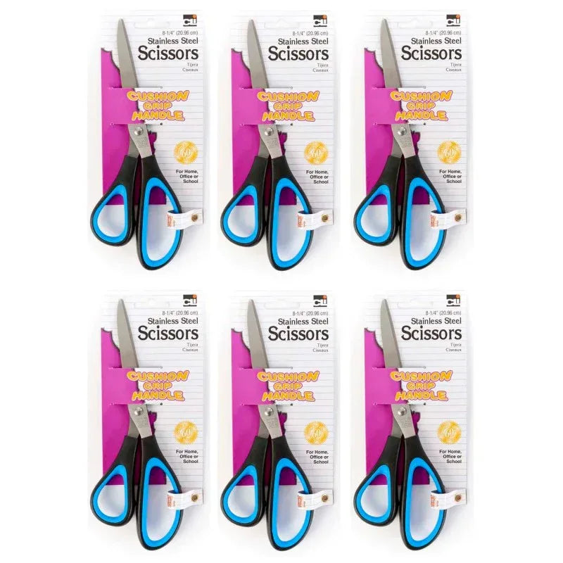 Cushion Grip Scissors, 8.25" Bent, Pack of 6