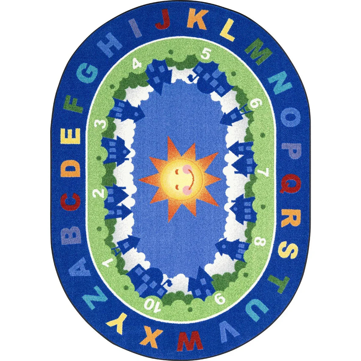 Beautiful Day for Learning 10'9" x 13'2" Oval area rug in color Multi