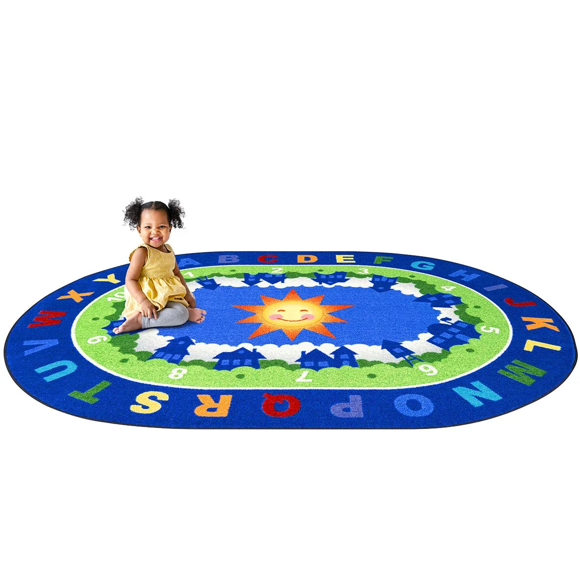Beautiful Day for Learning 5'4" x 7'8" Oval area rug in color Multi
