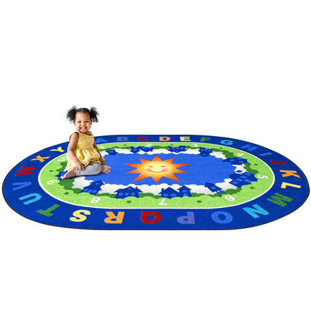 Beautiful Day for Learning 5'4" x 7'8" Oval area rug in color Multi