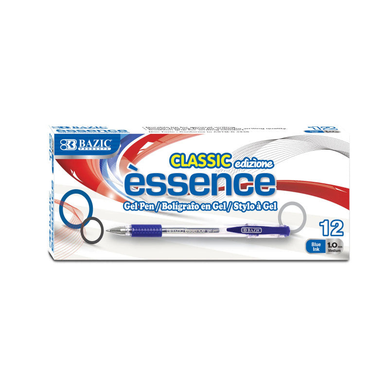 Essence Gel Pen with Cushion Grip, Blue, Box of 12
