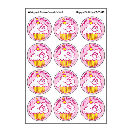 Happy Birthday/Whipped Cream Scented Stickers, Pack of 24
