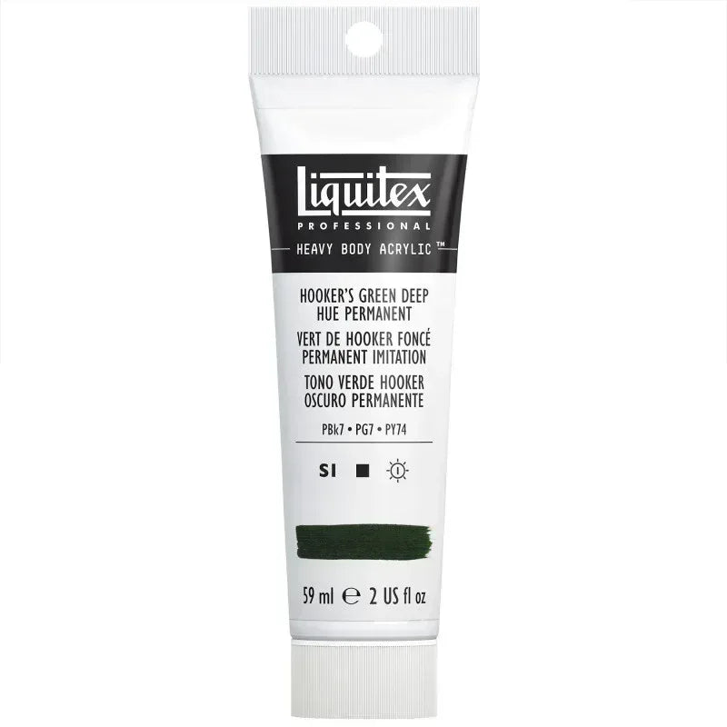 Professional Heavy Body Acrylic Paint, 59 mL Tube, Hooker’s Green Deep Hue Permanent