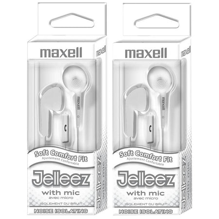 Jelleez&trade; Soft Earbuds with Mic, White, Pack of 2