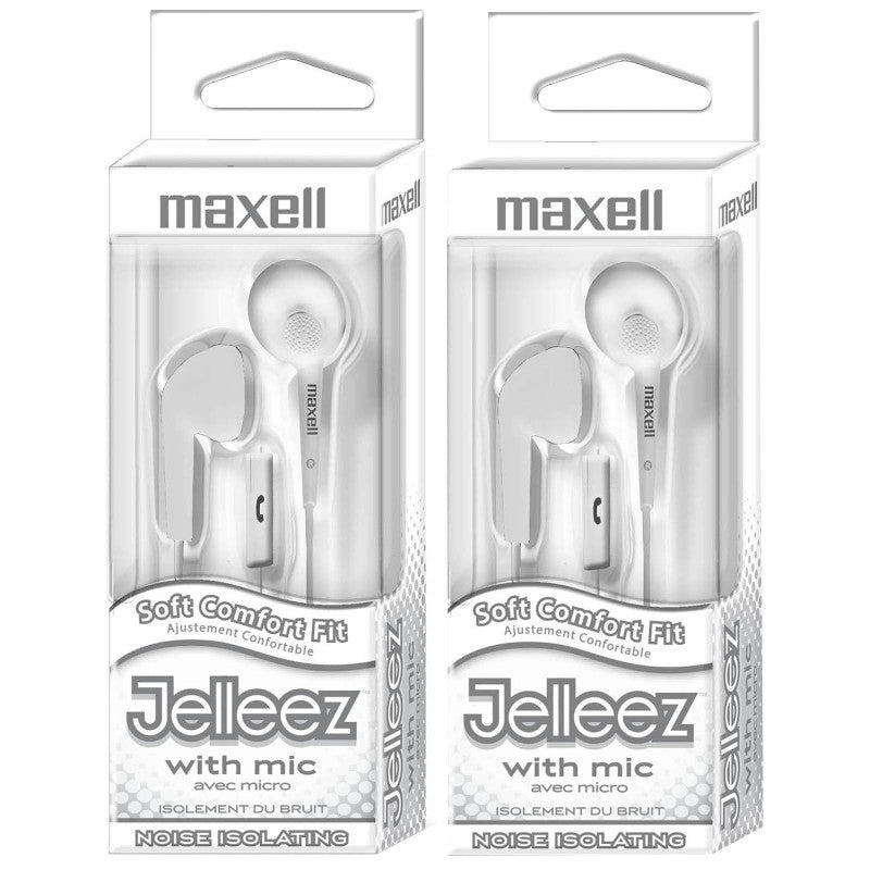 Jelleez&trade; Soft Earbuds with Mic, White, Pack of 2