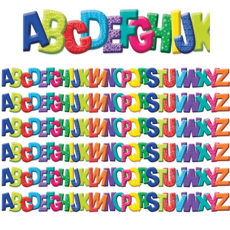 Color My World ABC Extra Wide Die Cut Deco Trim&reg;, 37 Feet Per Pack, 6 Packs