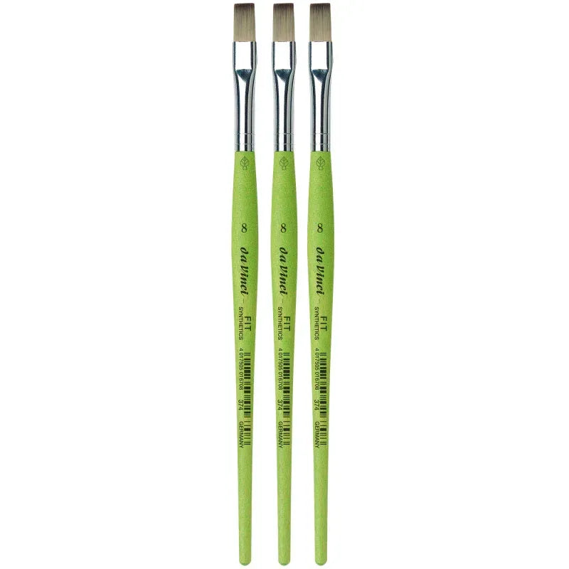 FIT Synthetics Student Brush, Synthetic, Acrylic & Tempera, Flat, Series 374, Size 8, Pack of 3