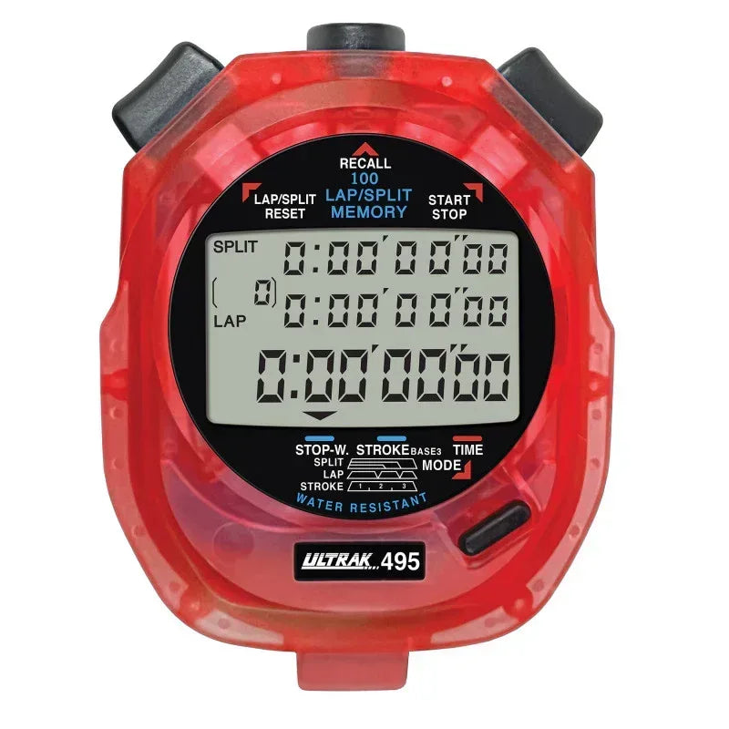 495 100 Memory Stopwatch, Red