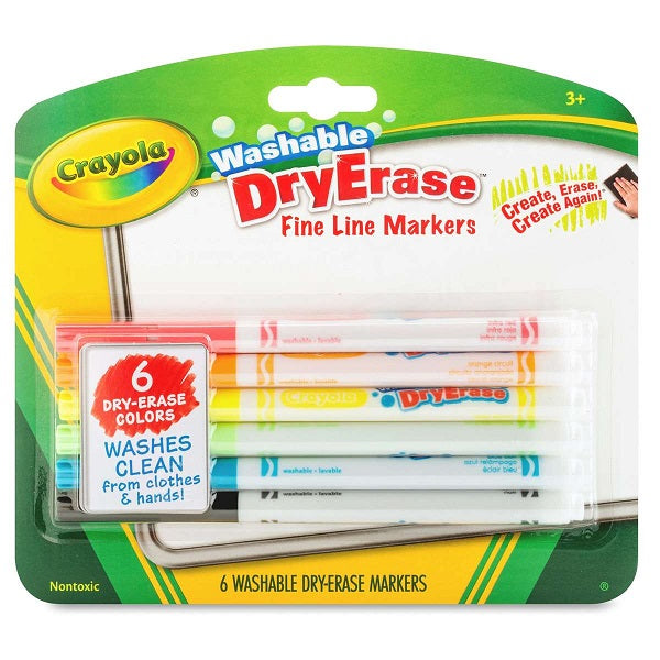 Crayola® 6 Color Washable Dry Erase Markers Fine Line