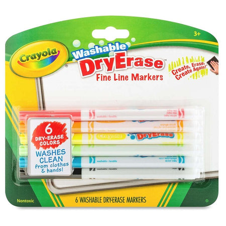 Crayola® 6 Color Washable Dry Erase Markers Fine Line