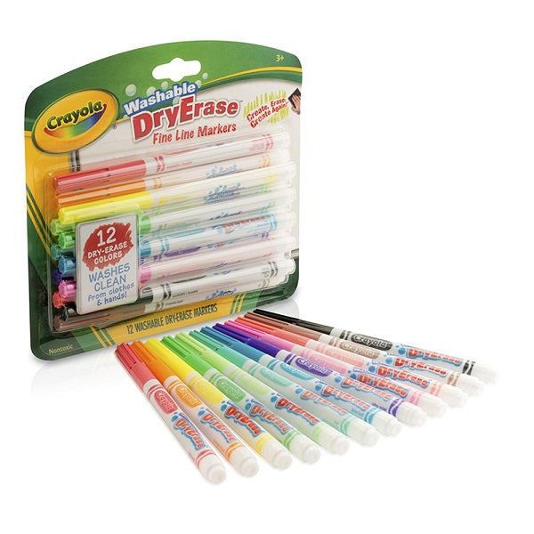 Crayola® 12 Color Washable Dry Erase Markers Fine Line