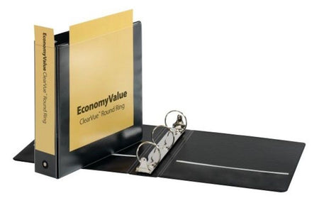 Basic Value ClearVue Round Ring Binder, 3" Black