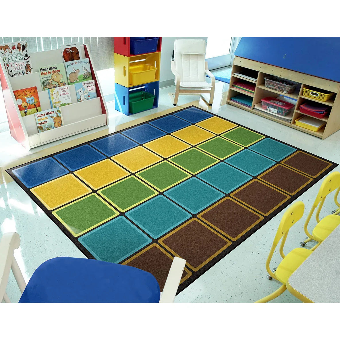 Blocks Abound 5'4" x 7'8" area rug in color Earthtone