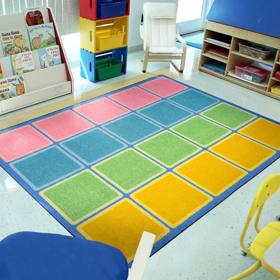 Blocks Abound 5'4" x 7'8" area rug in color Pastel