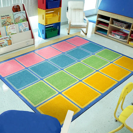 Blocks Abound 5'4" x 7'8" area rug in color Pastel