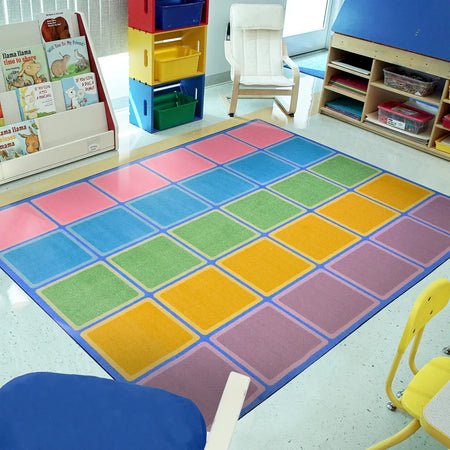 Blocks Abound 7'8" x 10'9" area rug in color Pastel