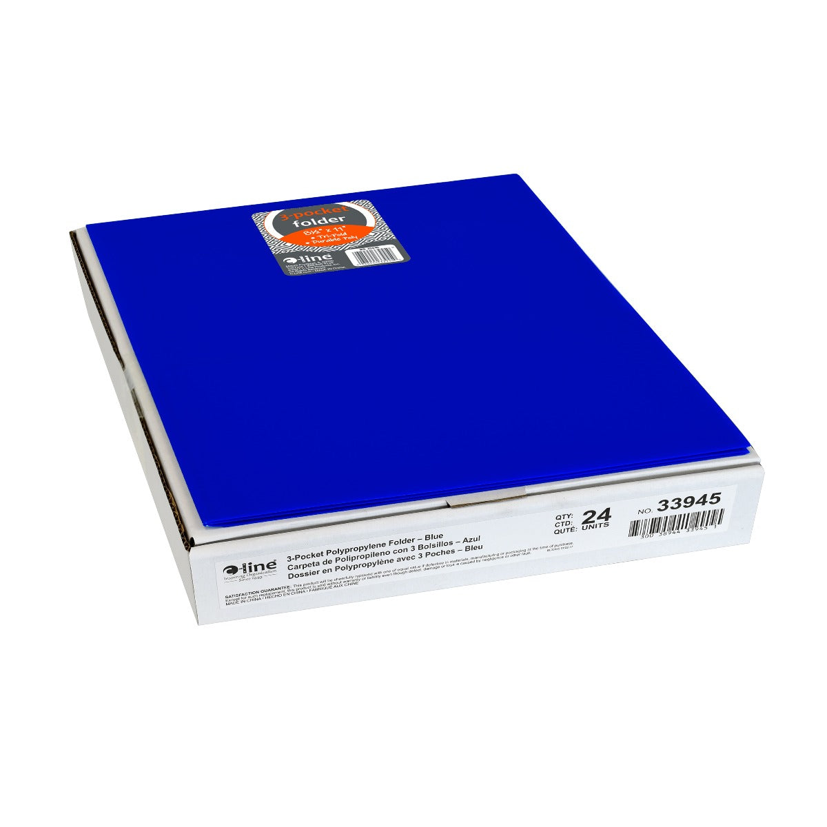 C-Line® 3-Pocket Poly Portfolio, Blue, Box of 24