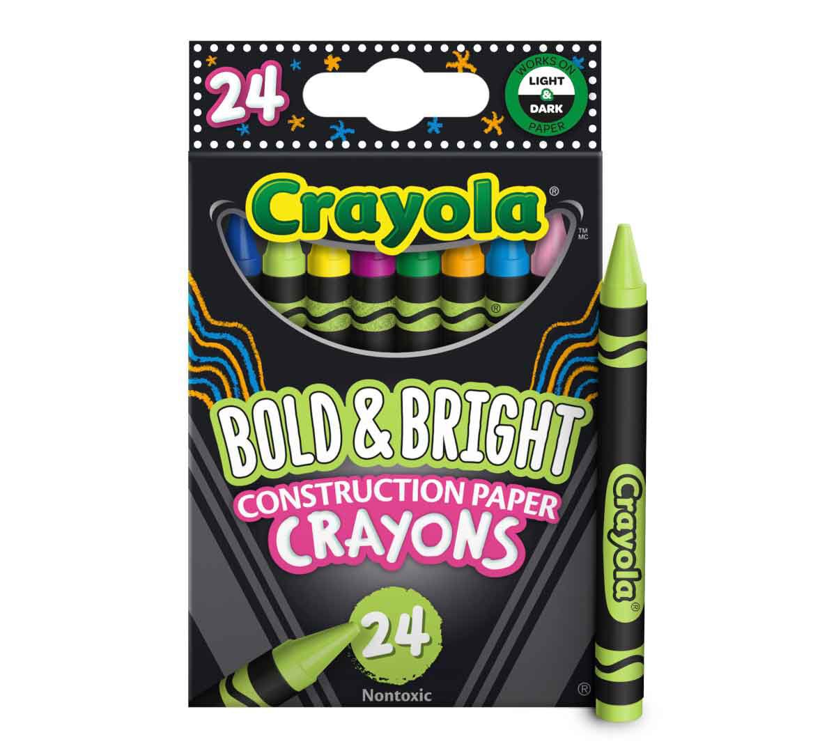 Crayola® Bold & Bright Construction Paper Crayons, 24 colors, (BIN523463)