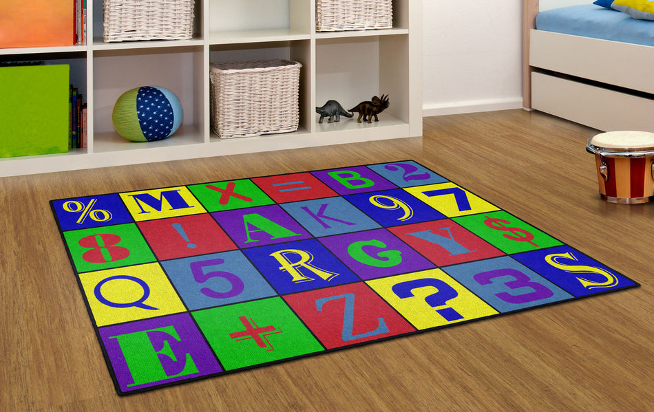 ALPHABET NUMBER JUMBLE RECTANGLE CARPETS 4X6