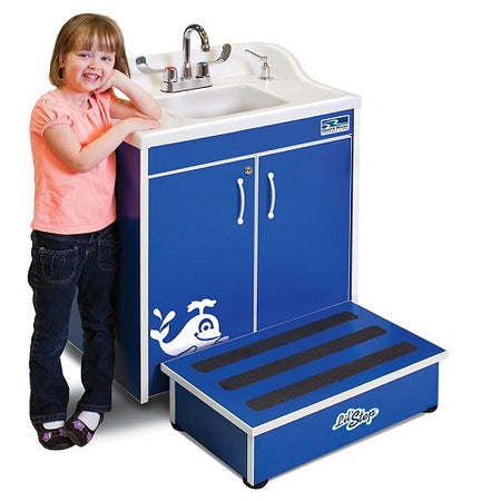 Children's classroom Sink, Blue Cabinet With White ABS Single Basin and Counter top