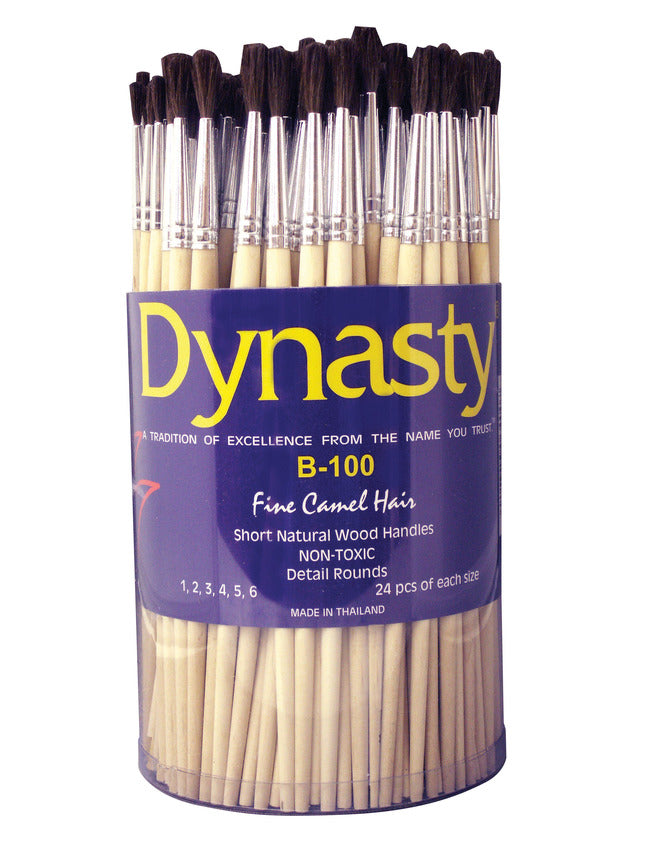 Dynasty B-100 Fine Camel Hair Round Brush Canister - set of 144