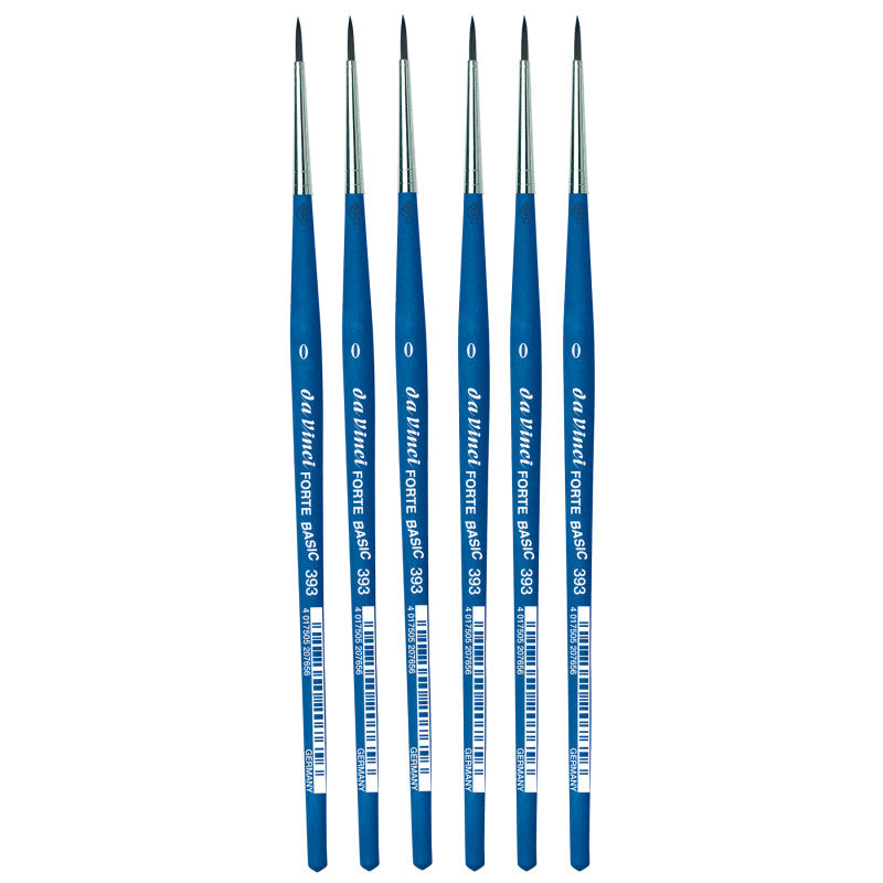 FORTE BASIC Student Brush, Synthetic, Acrylic, Round, Series 393, Size 0, Pack of 6