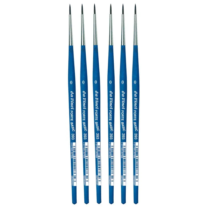 FORTE BASIC Student Brush, Synthetic, Acrylic, Round, Series 393, Size 0, Pack of 6