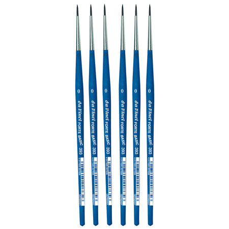 FORTE BASIC Student Brush, Synthetic, Acrylic, Round, Series 393, Size 0, Pack of 6