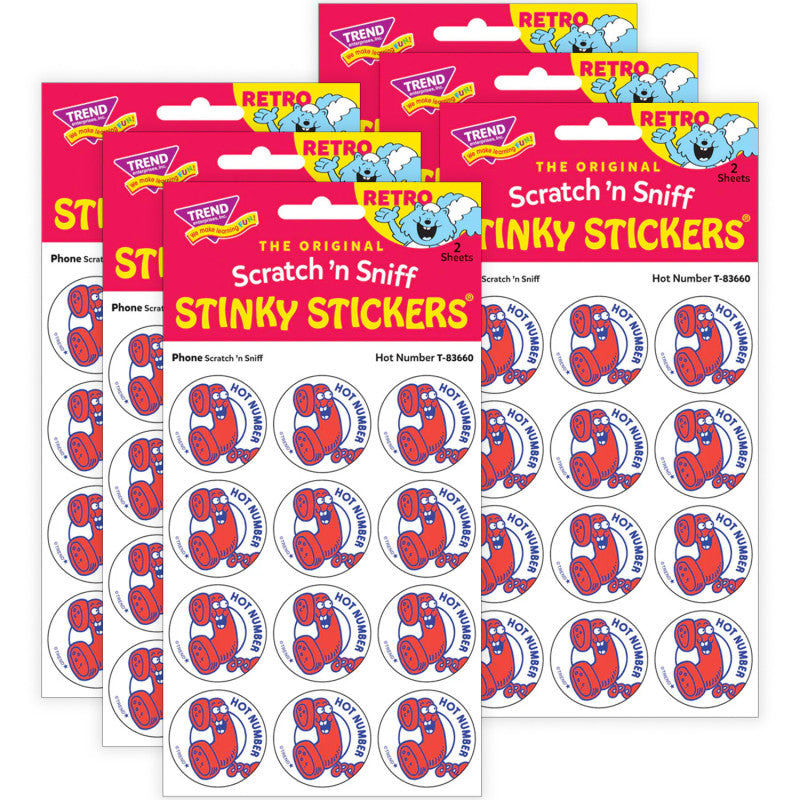Hot Number/ Phone Scent Stickers, 24 Per Pack, 6 Packs