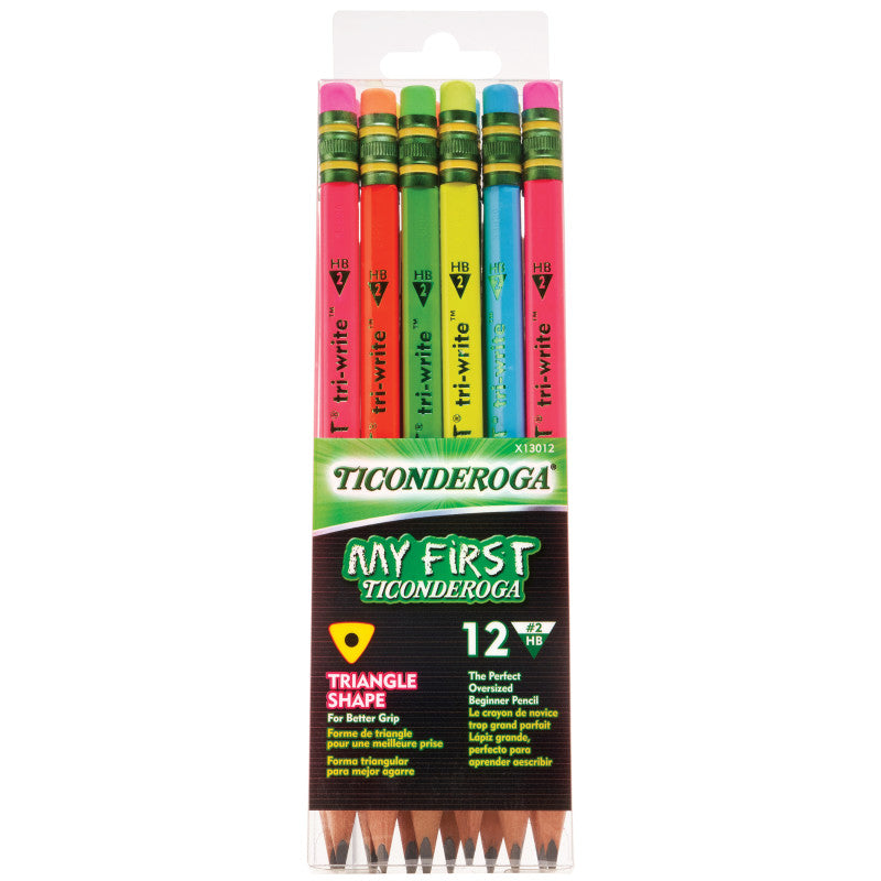 My First&reg; Tri-Write&trade; Wood-Cased Pencils, Neon Assorted, 12 Count