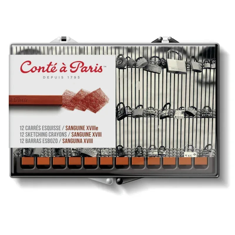 Carrés Esquisse Sketching Pastel Crayons, Sanguine (2450), Set of 12