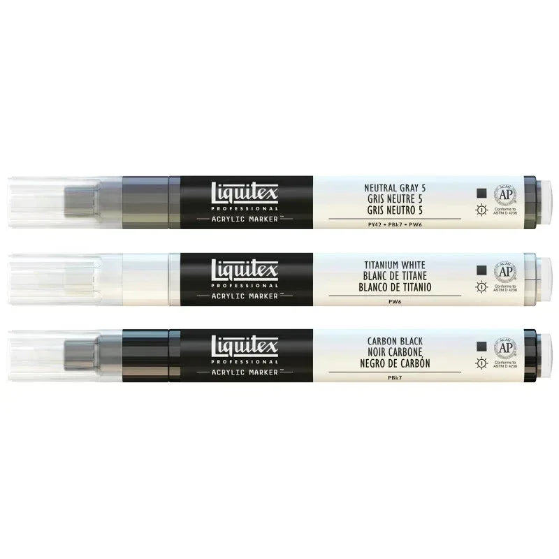 Professional Acrylic Paint Markers, Monochrome Colors, 2 mm, Set of 3