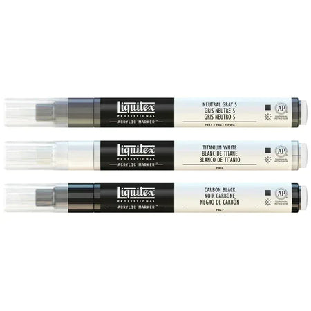 Professional Acrylic Paint Markers, Monochrome Colors, 2 mm, Set of 3