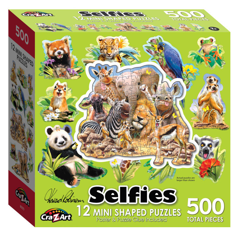 Jungle Selfies Mini Shaped Puzzle Set, 12 Puzzles
